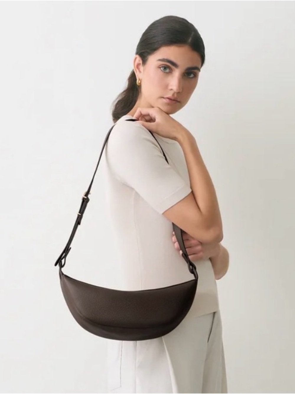 Brown Crescent Shoulder Bag - Brown